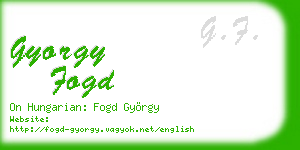 gyorgy fogd business card